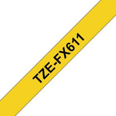 BROTHER Ruban _tzefx 611 6mm Lamin&eacute; Flexible Noir/jaune
