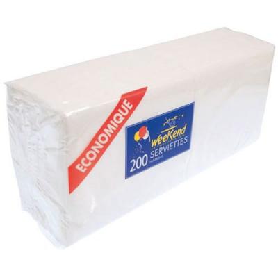 WEEKEND PUBLI EMBAL Lot de 200 Serviettes en papier Blanc 30 x 30 cm 1 pli