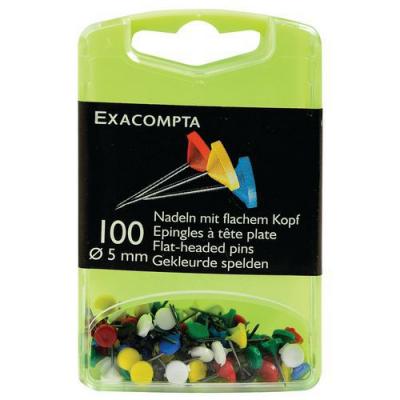 EXACOMPTA Set 100 &Eacute;pingles T&ecirc;te Plate Unie Hauteur Pointe 8mm Assortis