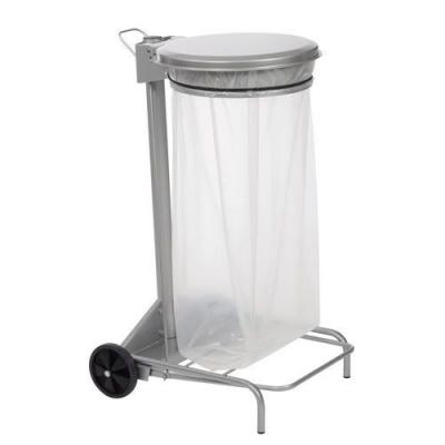 ROSSIGNOL Support de sacs poubelles roulant 110 litres  &agrave; p&eacute;dale gris