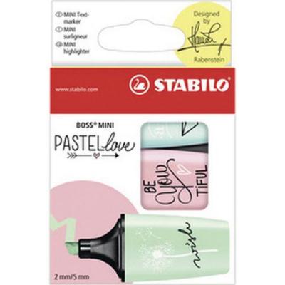 STABILO Set de 3 surligneurs  Boss Mini Pastel Love Mod&egrave;le al&eacute;atoire