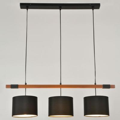 COREP Suspension Barre 3 Lumi&egrave;res En Bois Et M&eacute;tal Peint Ch&ecirc;ne/noir