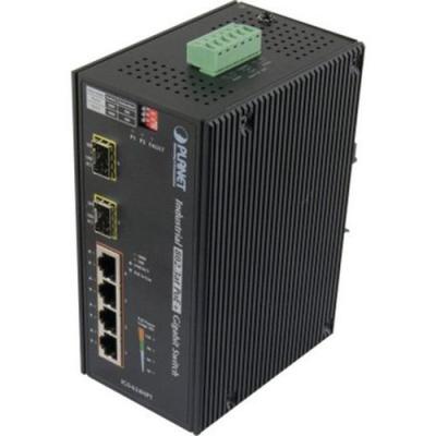 PLANET Switch Industriel 4p Gigabit Poe+ Avec 2 Sfp 1g/100fx