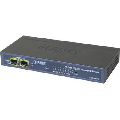 PLANET  GSD-1002M sw Niv2 8 gigabit + 2 SFP 100/1G alim PoE