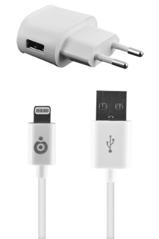 BIGBEN CHARGEUR SECTEUR AVEC CABLE LIGHTNING BLANC 